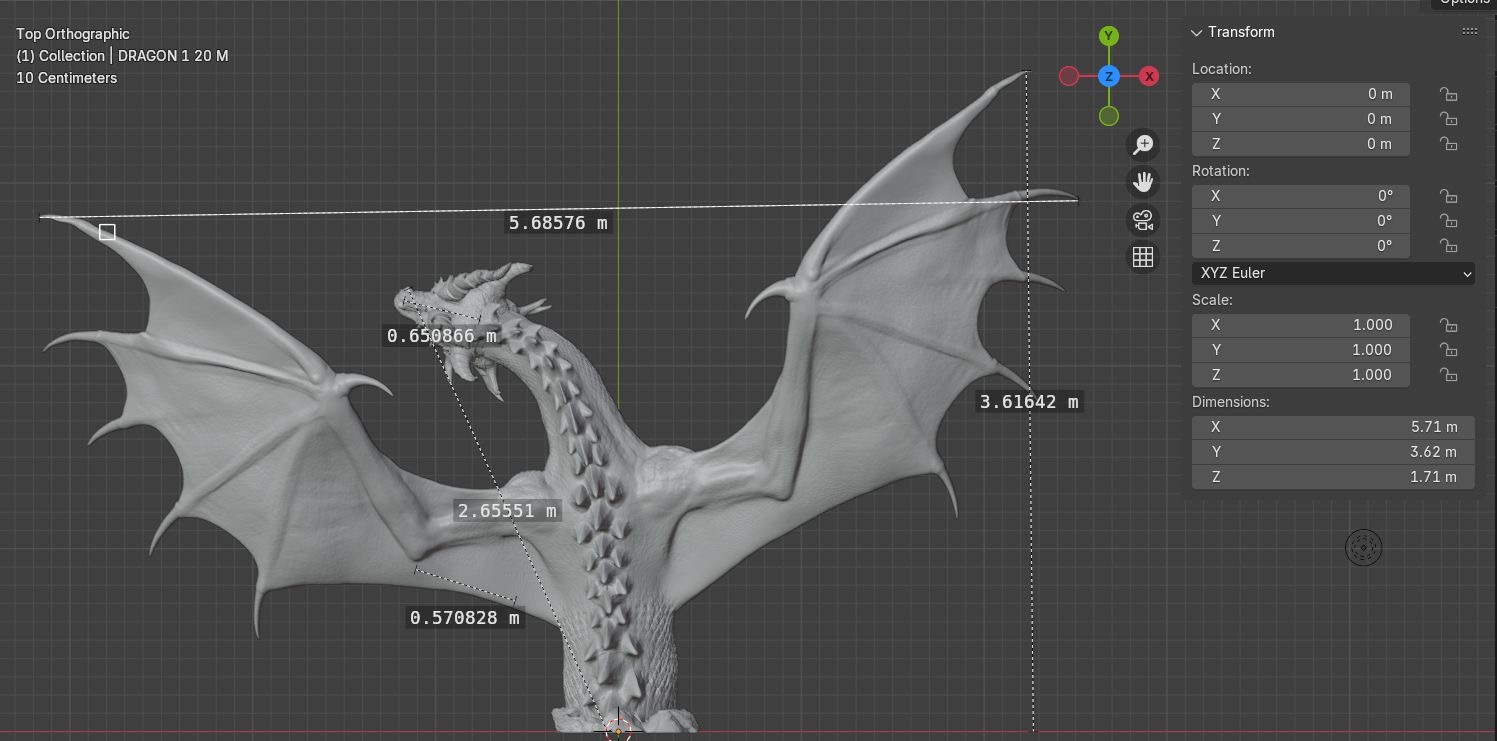 Dragon 3D model dimensions